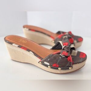 Y2K 90s Coach Lorah Chunky Platform Wedge Knot Slip On Sandals Shoe Women’s 10